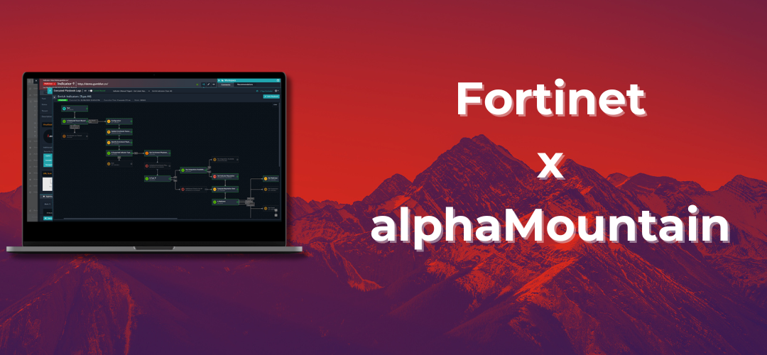 Fortinet and alphaMountain integration shown on laptop